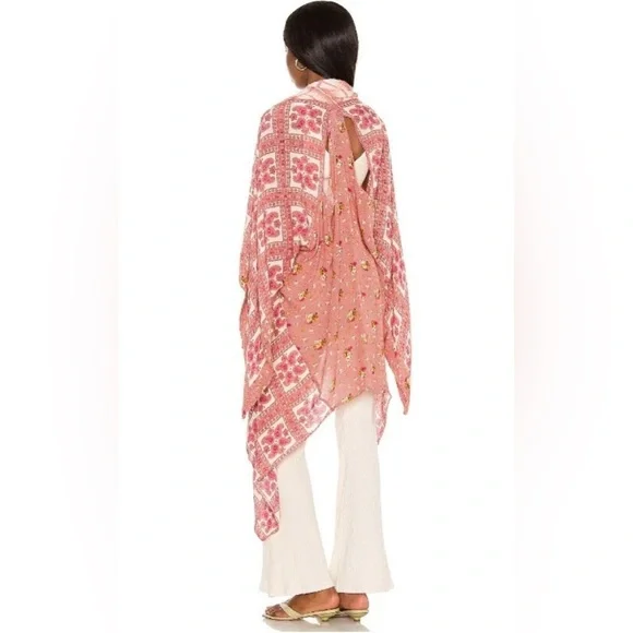 NWT Free People OS American Pie Patchwork Kimono In Ivory Combo New $78 Wrap - Picture 3 of 6